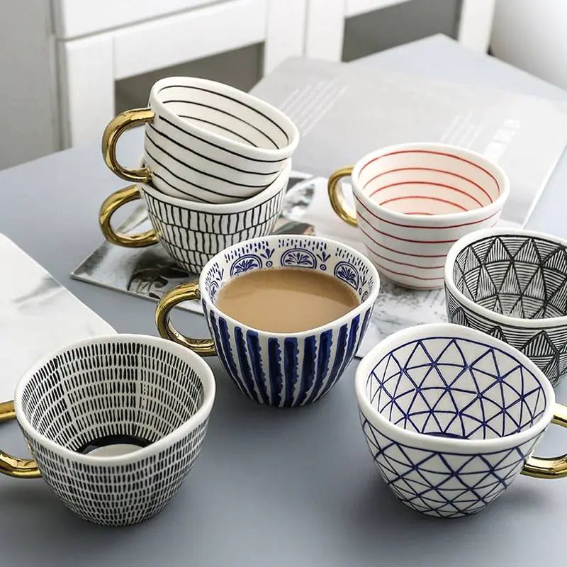 Lucia Hand Painted Ceramic Mugs